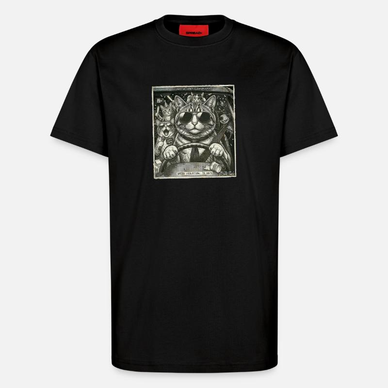 Cat flashed - T-Shirt - made by SPREAD - SOLID BLACK