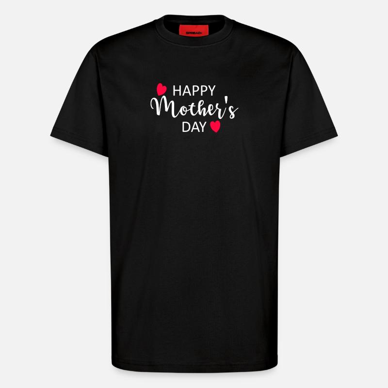 Happy Mother's Day Script Hearts - T-Shirt - made by SPREAD - SOLID BLACK