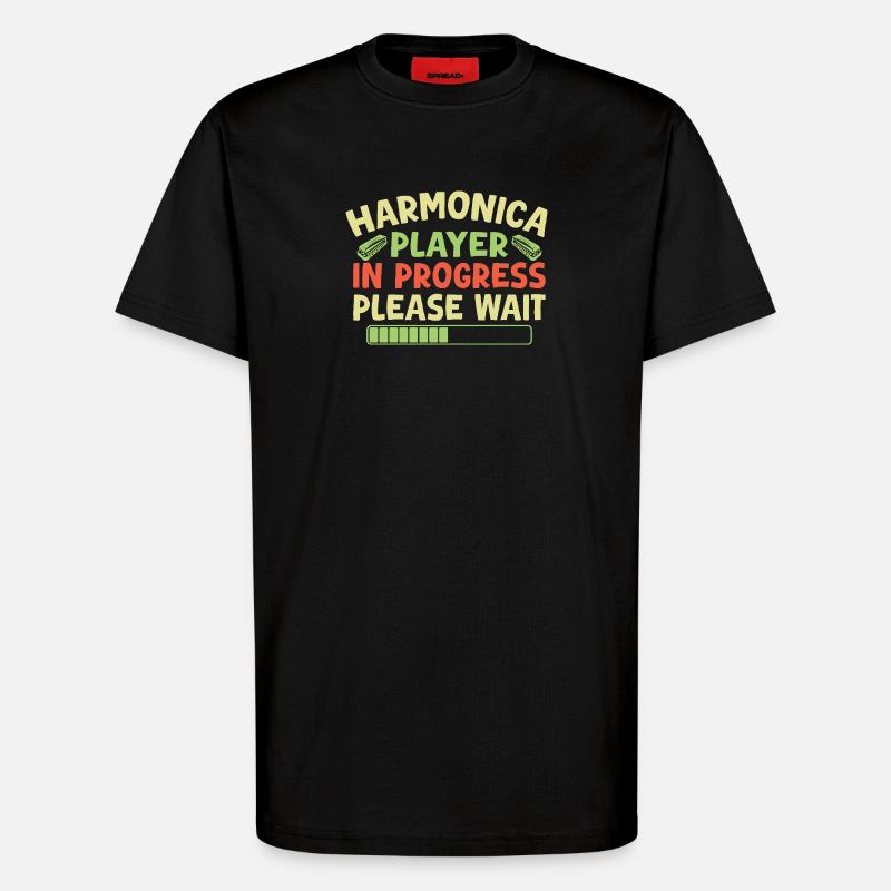 Harmonica Funny Harmonica en cours - T-shirt bio décontracté fabriqué en UE - SOLID BLACK