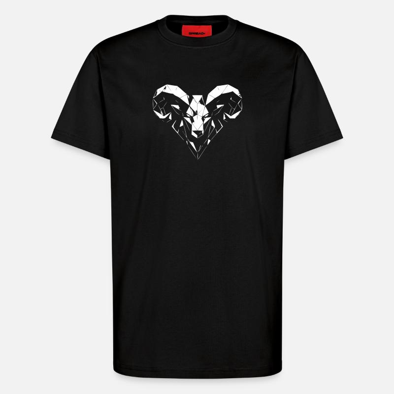 Geometric ram polygon design - T-Shirt - made by SPREAD - SOLID BLACK