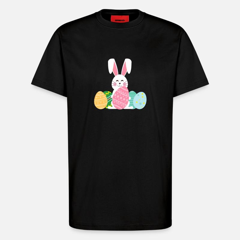 Pastel Easter Bunny with Eggs - T-Shirt - made by SPREAD - SOLID BLACK