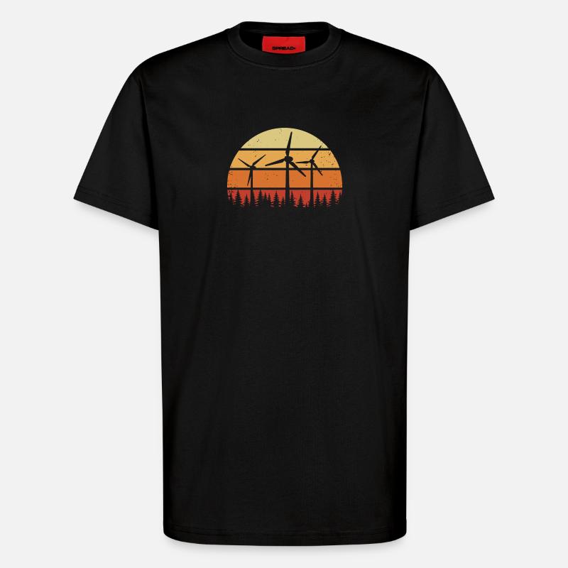 Éoliennes Éoliennes Éoliennes Éoliennes - T-shirt bio décontracté fabriqué en UE - SOLID BLACK