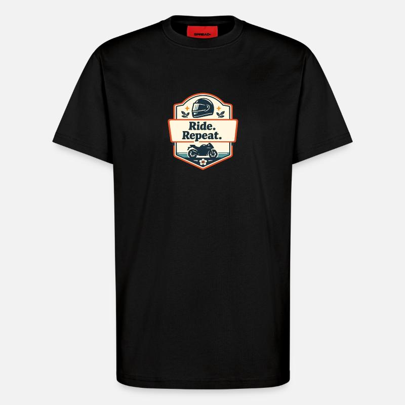 Ride. Repeat. Motorrad-Statement - T-Shirt - made by SPREAD - SOLID BLACK