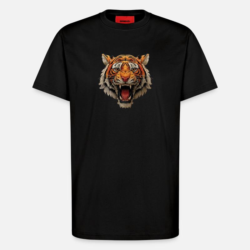 Tiger Head Roaring - T-Shirt - made by SPREAD - SOLID BLACK