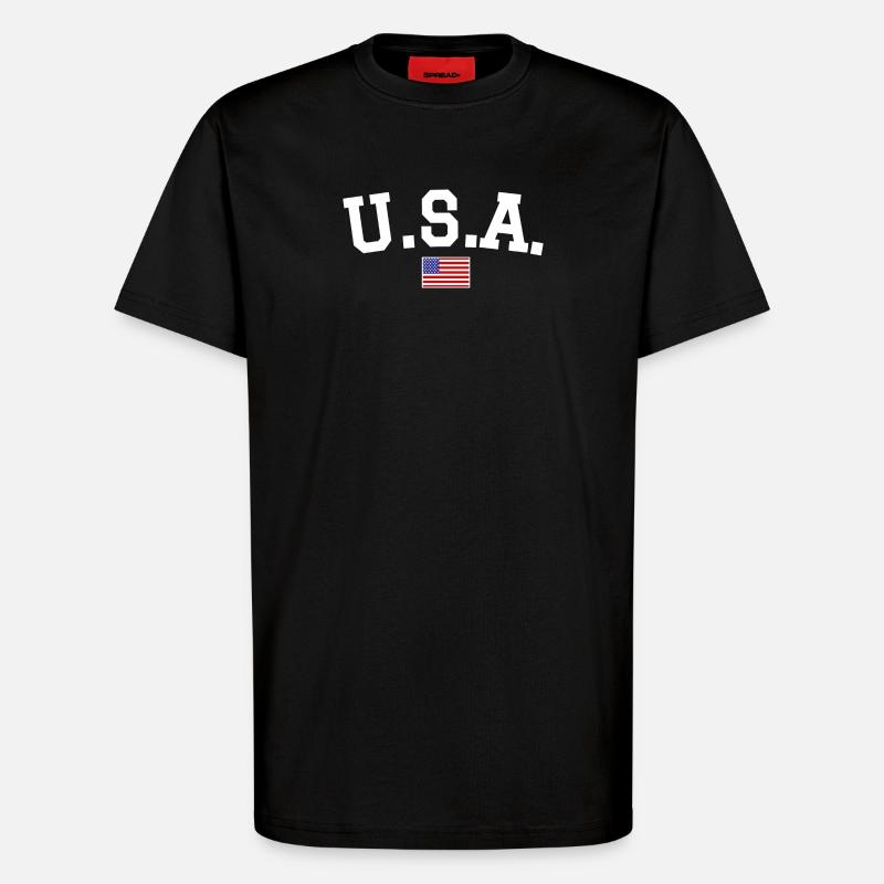 Drapeau américain Blanc - T-shirt bio décontracté fabriqué en UE - SOLID BLACK