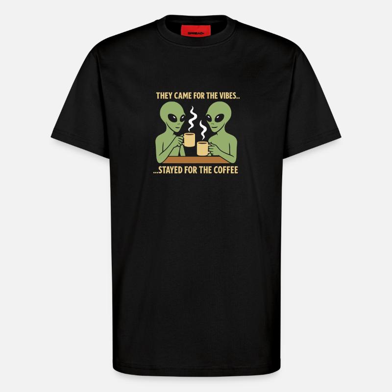 Alien Coffee Lovers  - T-Shirt - made by SPREAD - SOLID BLACK