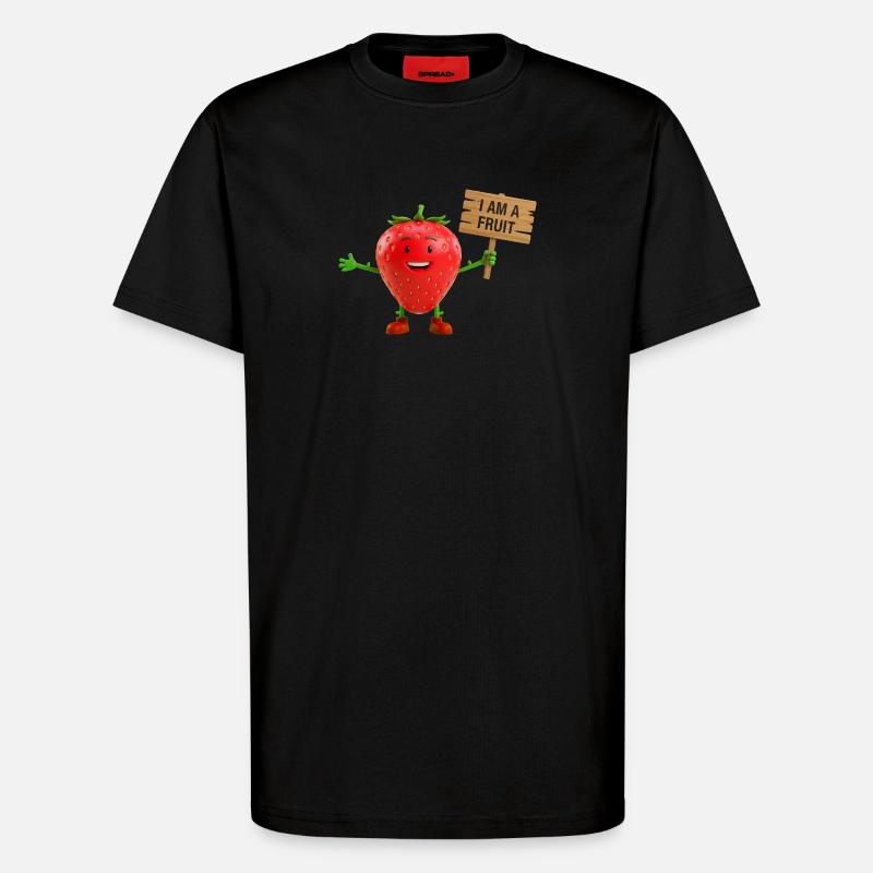 Erdbeere mit einem Schild - T-Shirt - made by SPREAD - SOLID BLACK