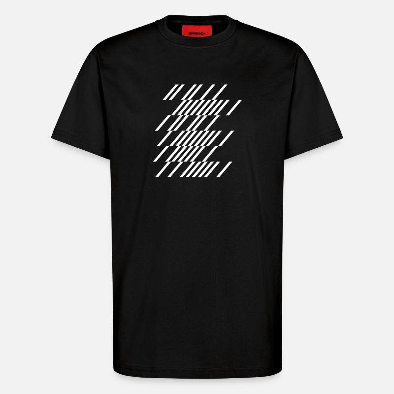 Diagonal Stripe Geom Pattern - T-Shirt - made by SPREAD - SOLID BLACK