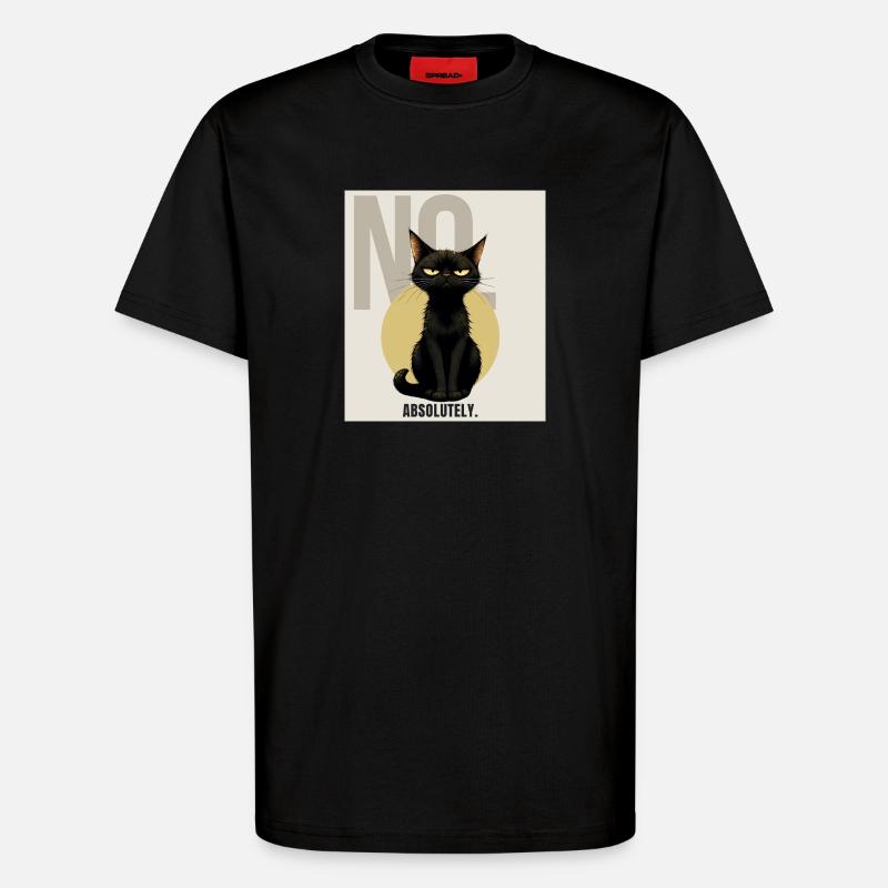 NO. – Sarcastic Black Cat Design - T-Shirt - made by SPREAD - SOLID BLACK