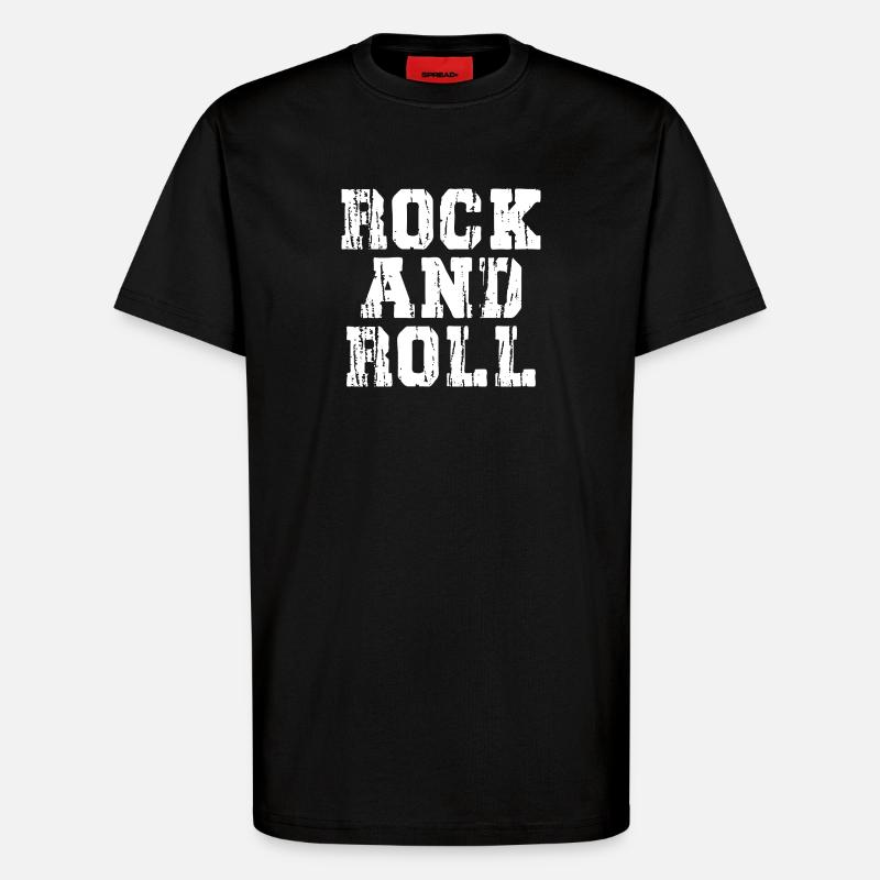 Rock'n'Roll Distressed Text Logo - T-Shirt - made by SPREAD - SOLID BLACK