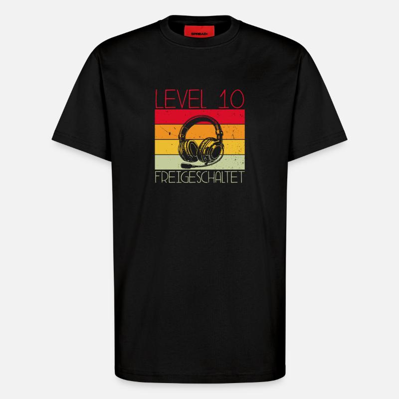 Level 10 Freigeschaltet Gaming - T-Shirt - made by SPREAD - SOLID BLACK
