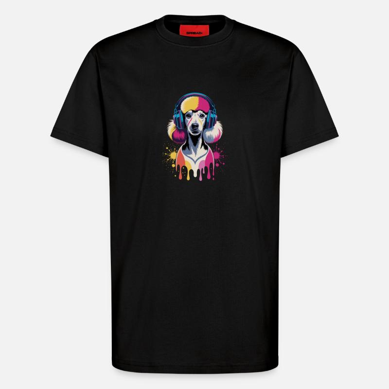 Pudel mit Kopfhörer - T-Shirt - made by SPREAD - SOLID BLACK