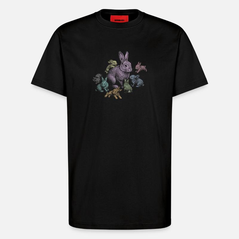 Rabbit - T-Shirt - made by SPREAD - SOLID BLACK