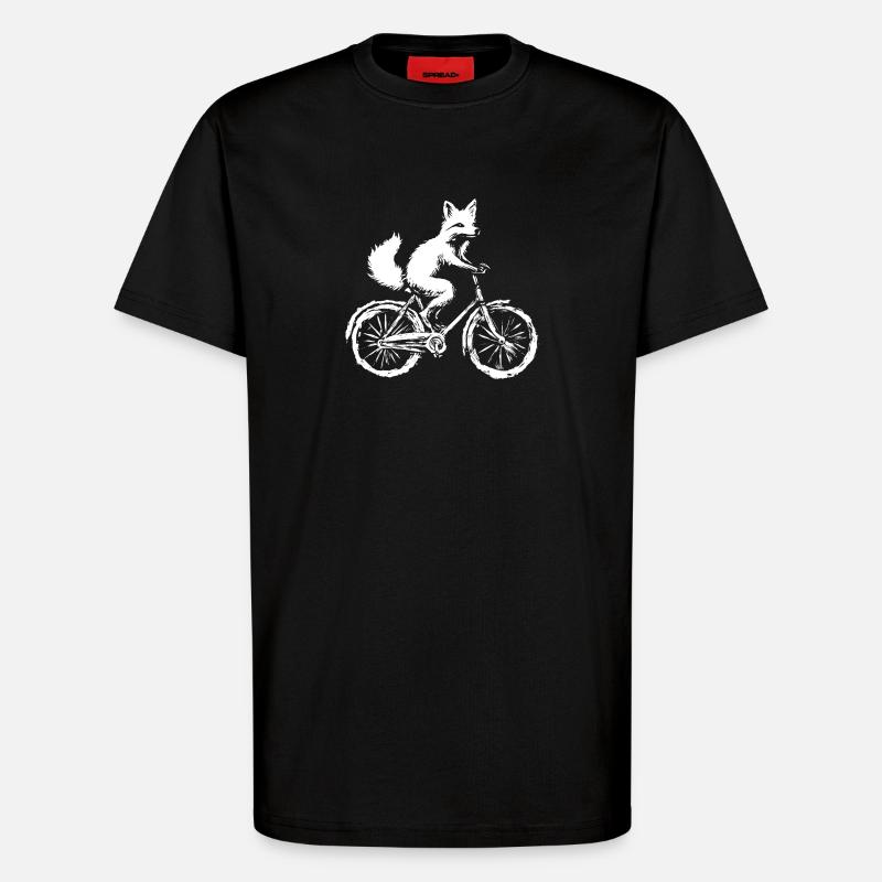 Funny Bicycle Fox - T-Shirt - made by SPREAD - SOLID BLACK