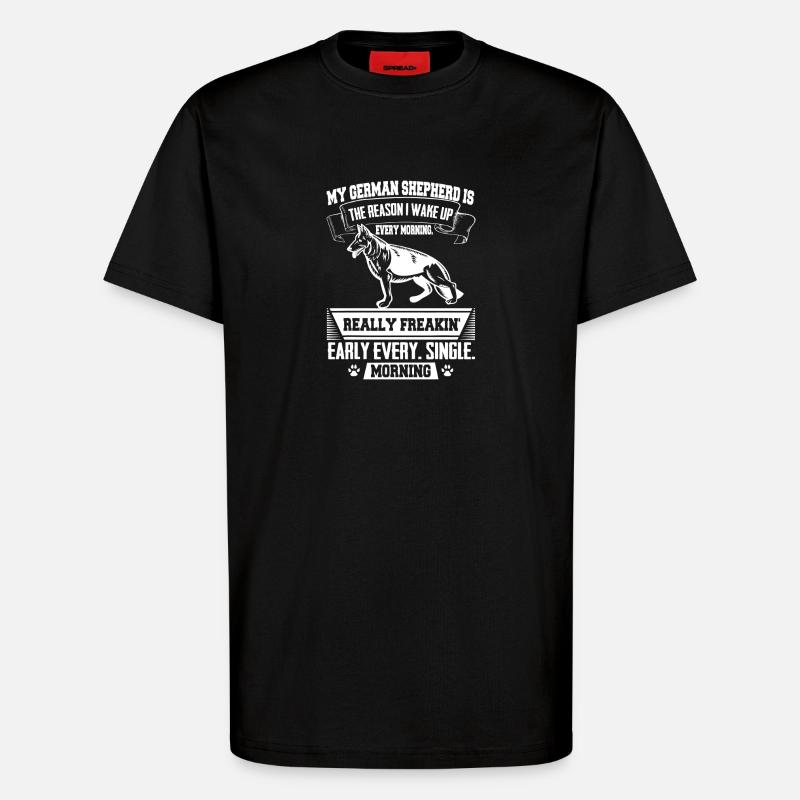Frühmorgens Hunde-Meme-Tee - T-Shirt - made by SPREAD - SOLID BLACK