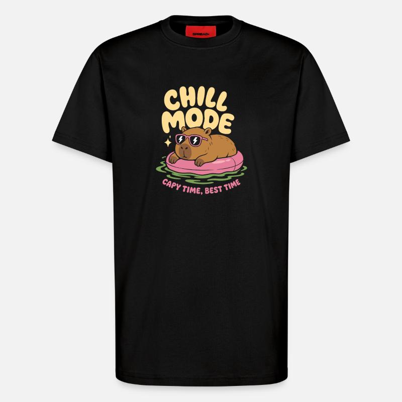 Mode Chill Capybara Pas d’urgence - T-shirt bio décontracté fabriqué en UE - SOLID BLACK