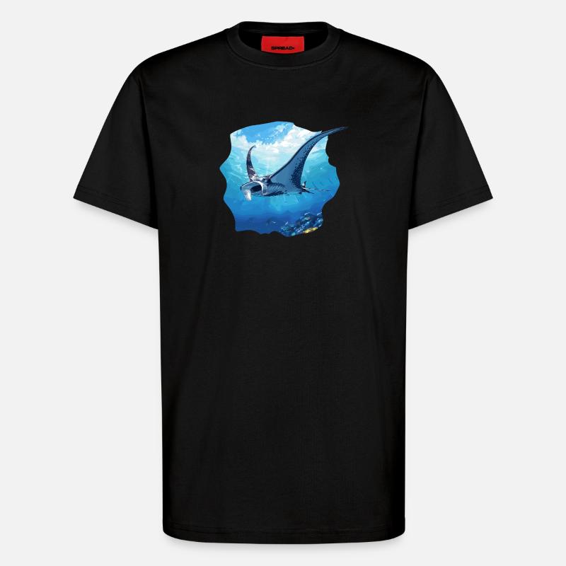 Rochen Mantarochen - T-Shirt - made by SPREAD - SOLID BLACK