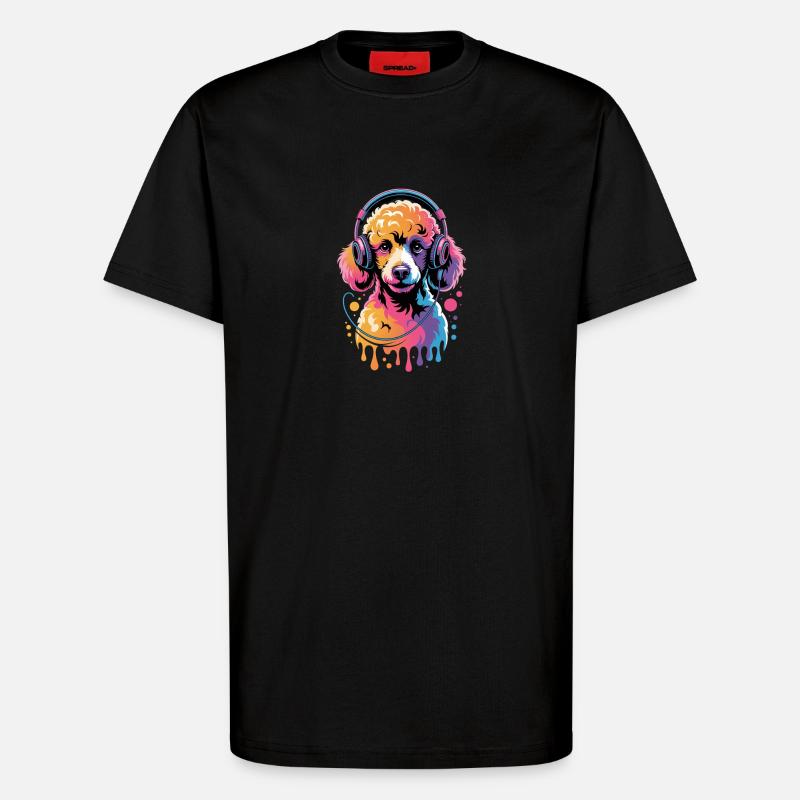 Pudel mit Kopfhörer - T-Shirt - made by SPREAD - SOLID BLACK