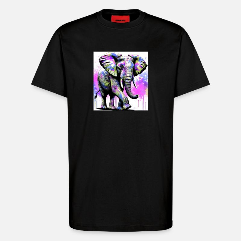 elephant - T-Shirt - made by SPREAD - SOLID BLACK