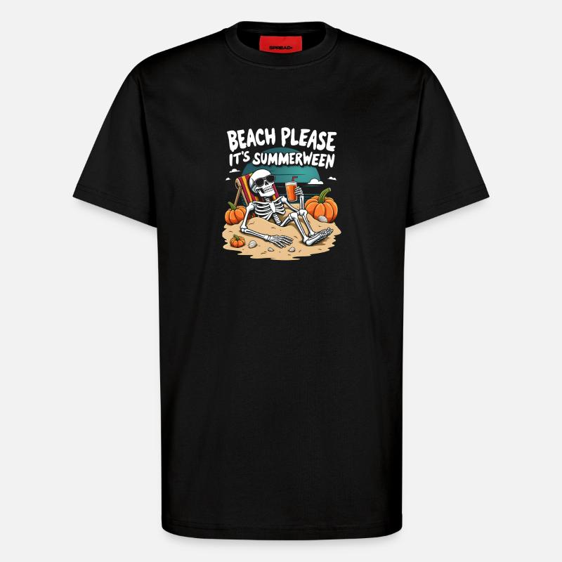 Beach Please Summerween Halloween - T-Shirt - made by SPREAD - SOLID BLACK