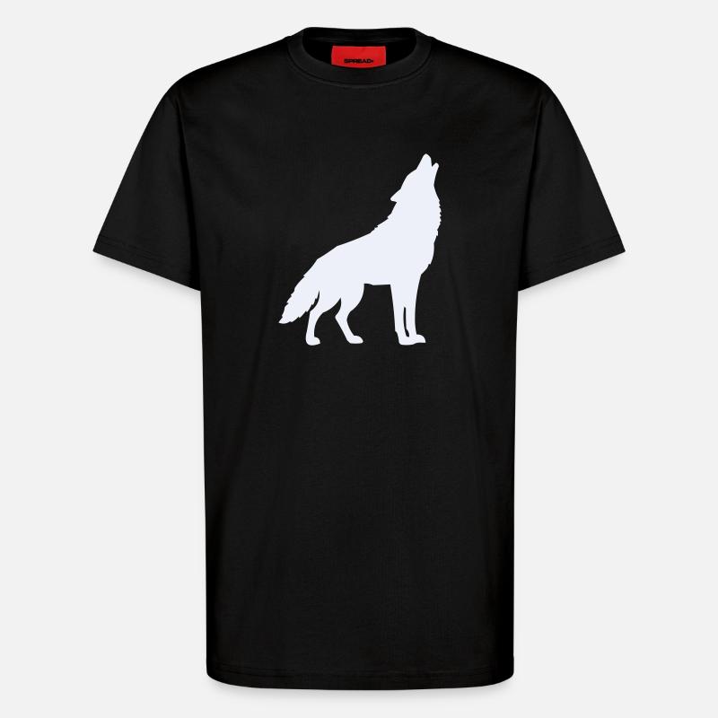 Wolf Silhouette Moonlight - T-Shirt - made by SPREAD - SOLID BLACK