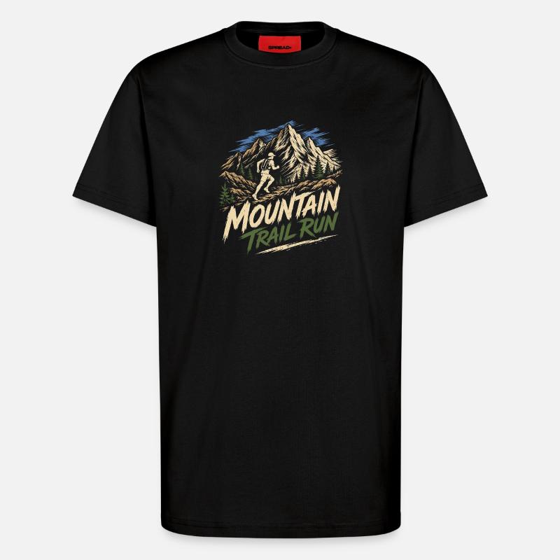 Mountain Trail Run - T-Shirt - made by SPREAD - SOLID BLACK