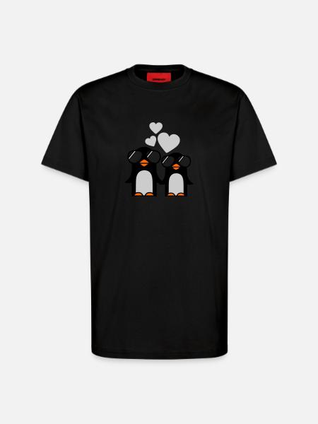 penguins fallen in love - T-Shirt - made by SPREAD - SOLID BLACK