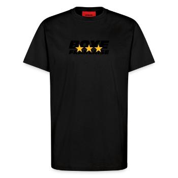 Boxe Francaise - T-shirt bio décontracté fabriqué en UE - SOLID BLACK - Devant - Alina (178cm) & Michal (187cm)