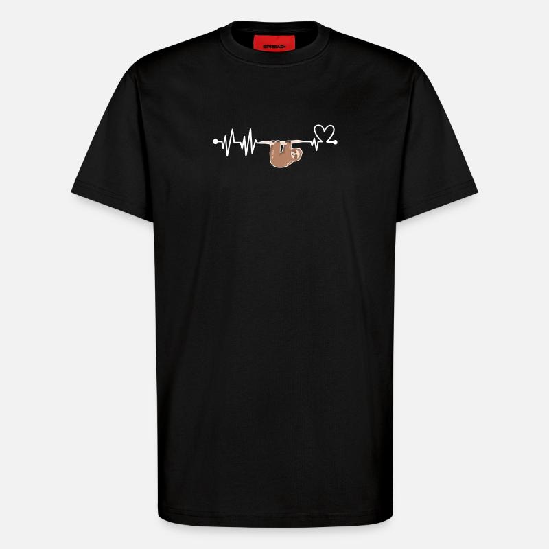 Faultier Herzschlag - T-Shirt - made by SPREAD - SOLID BLACK