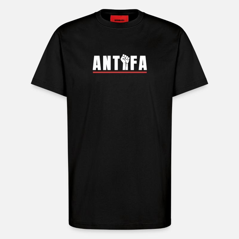 Antifa Protestfist Antifascist Statement - T-Shirt - made by SPREAD - SOLID BLACK