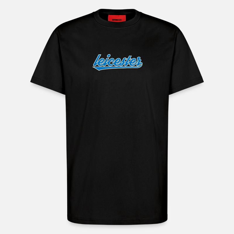 Conception de l’écriture bleue Leicester - T-shirt bio décontracté fabriqué en UE - SOLID BLACK