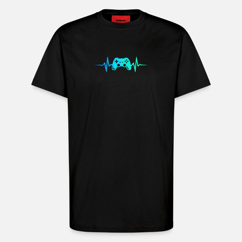 Gamer Herzschlag Gaming Controller Gamepad Zocker - T-Shirt - made by SPREAD - SOLID BLACK