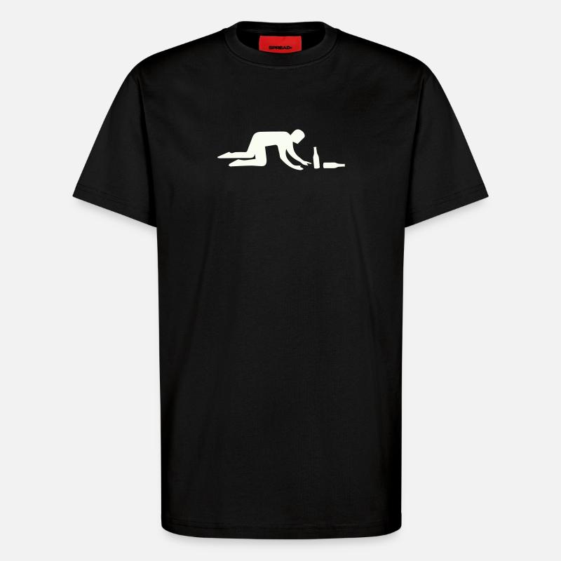 Säufer Silhouette mit Flasche - T-Shirt - made by SPREAD - SOLID BLACK