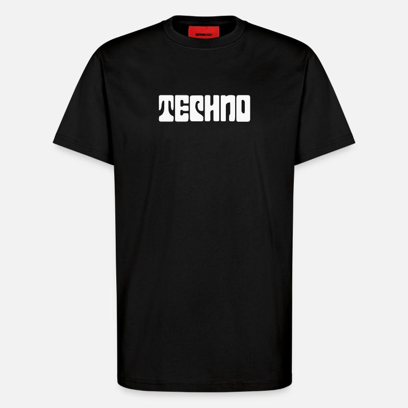 Futuristic Techno Pattern Tee - T-Shirt - made by SPREAD - SOLID BLACK