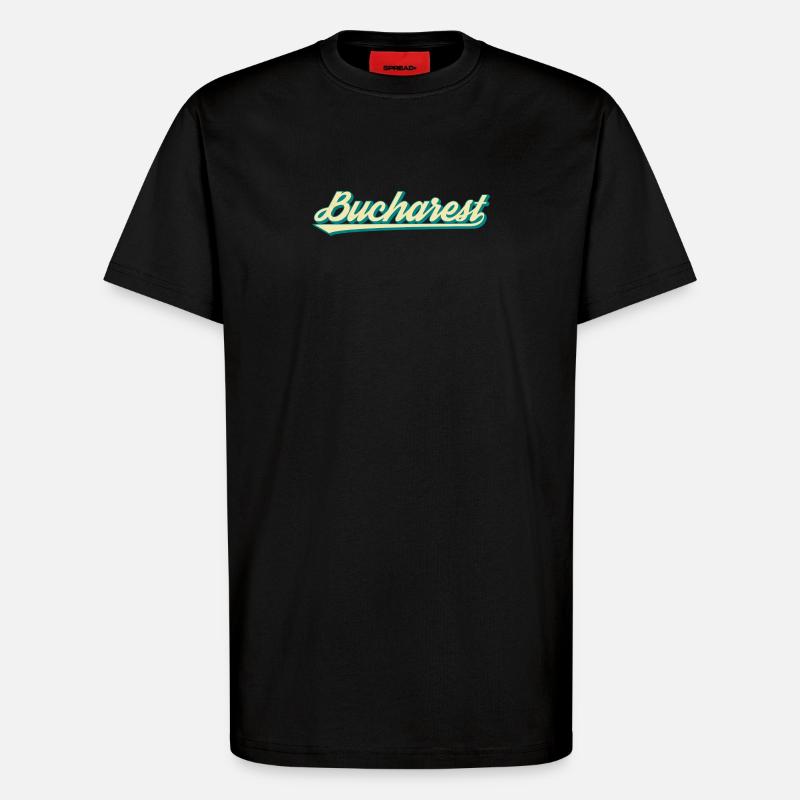 Bucharest Retro Script - T-Shirt - made by SPREAD - SOLID BLACK