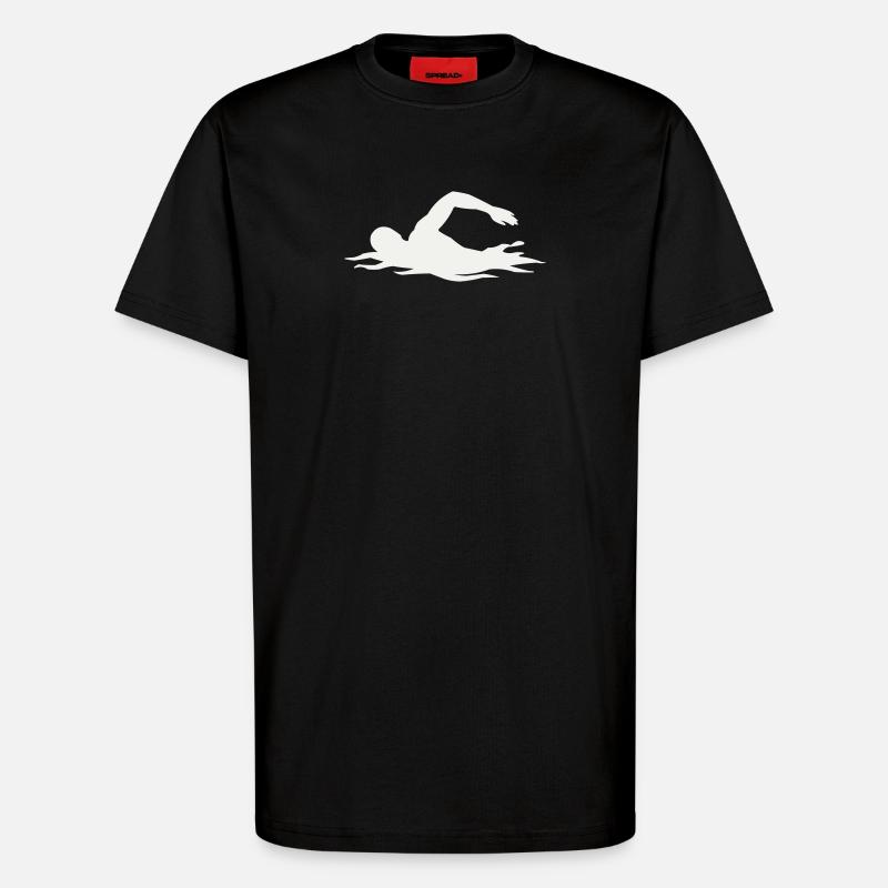 Silhouette de nageurs dans l’eau - T-shirt bio décontracté fabriqué en UE - SOLID BLACK