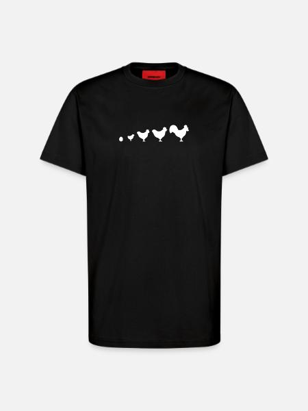 Evolution Farmer Chicken Rooster Funny - T-Shirt - made by SPREAD - SOLID BLACK