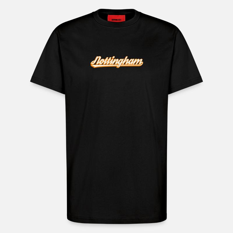 Nottingham Orange Script - T-Shirt - made by SPREAD - SOLID BLACK