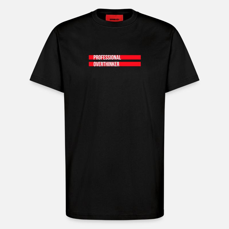 Professional Overthinker Funny Brooding Anxiety Logo - T-Shirt - made by SPREAD - SOLID BLACK