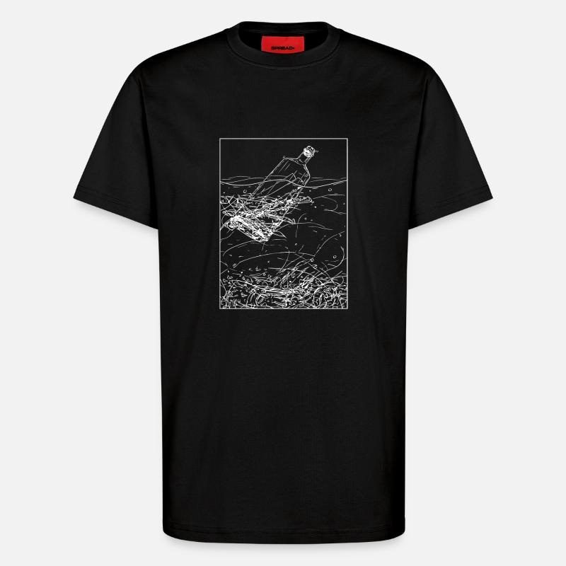 Message dans une bouteille - T-shirt bio décontracté fabriqué en UE - SOLID BLACK
