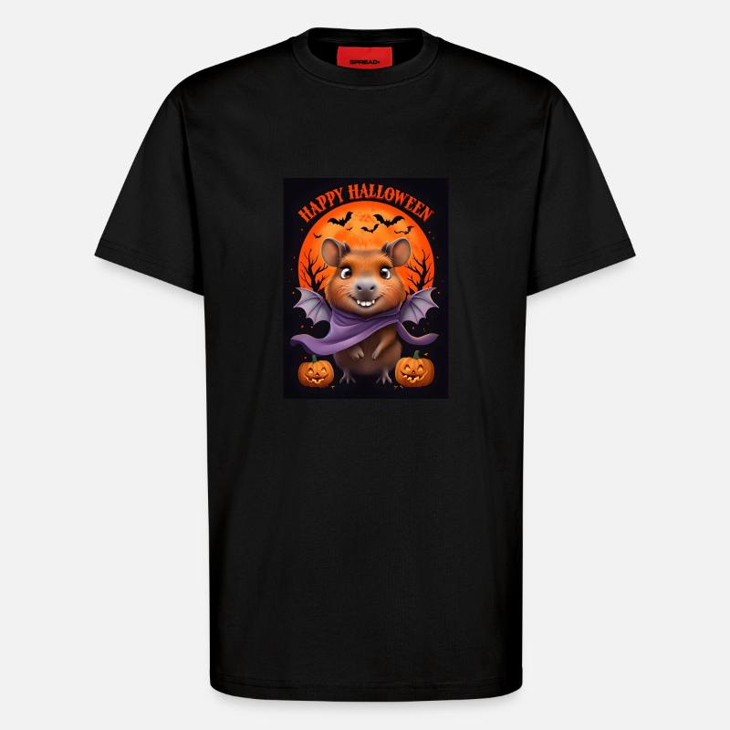 Halloween Capybara Ghost Gift Idea - T-Shirt - made by SPREAD - SOLID BLACK