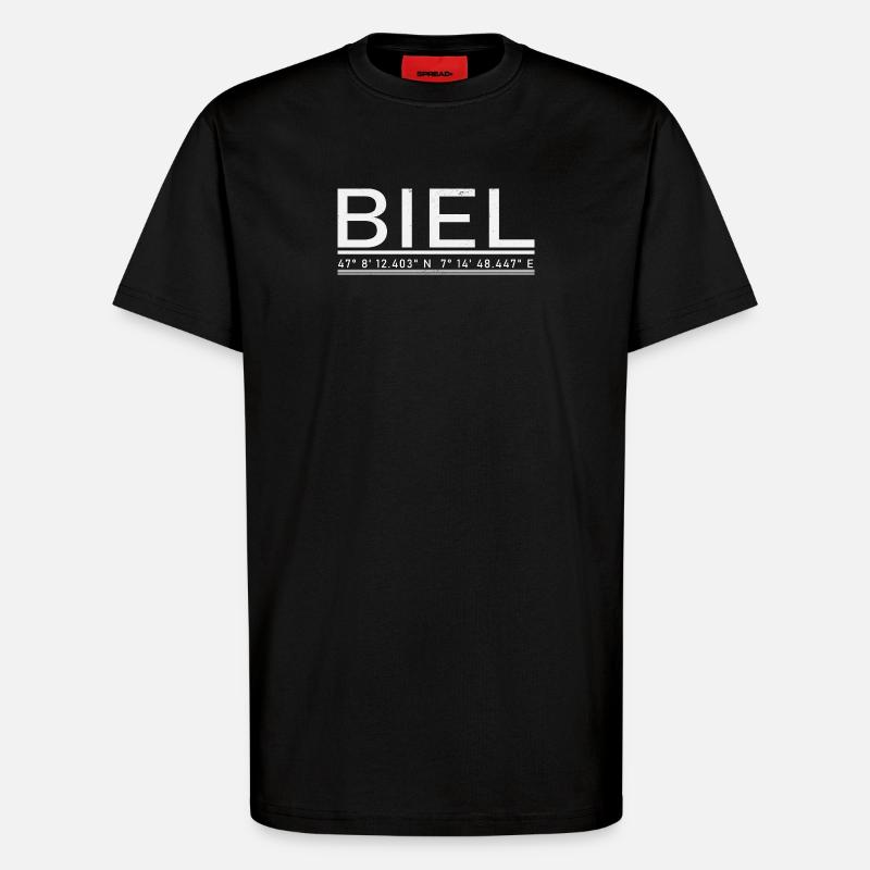 Coordonnées Bienne - T-shirt bio décontracté fabriqué en UE - SOLID BLACK