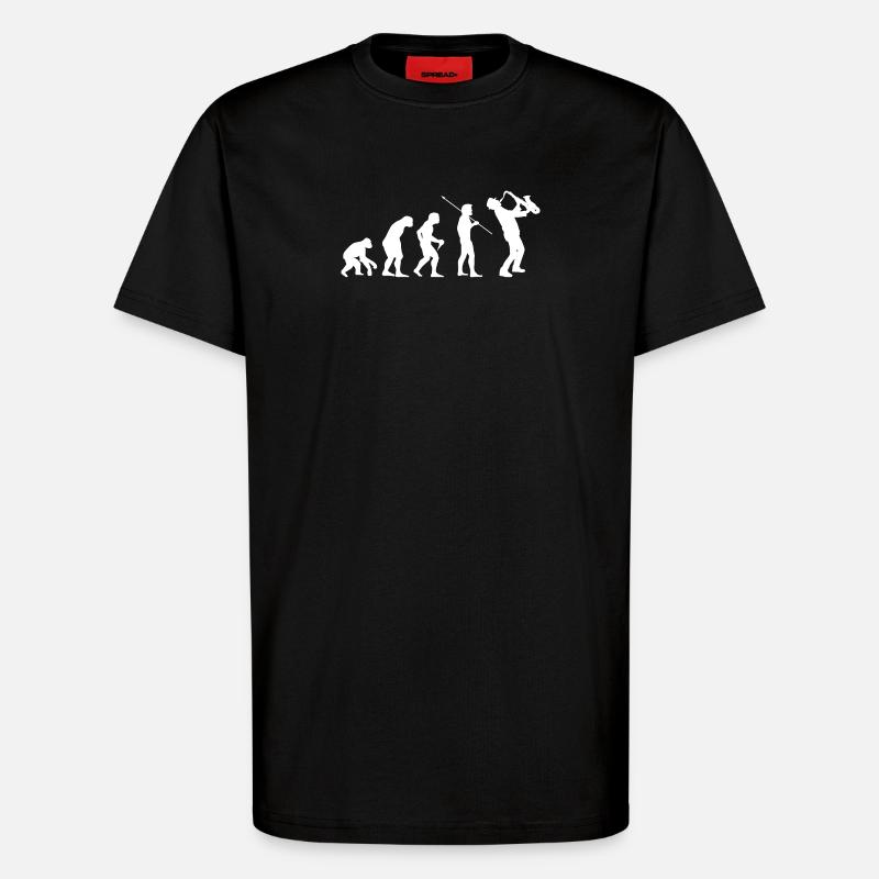 Evolution zum Saxophonist Musik Geschenk - T-Shirt - made by SPREAD - SOLID BLACK