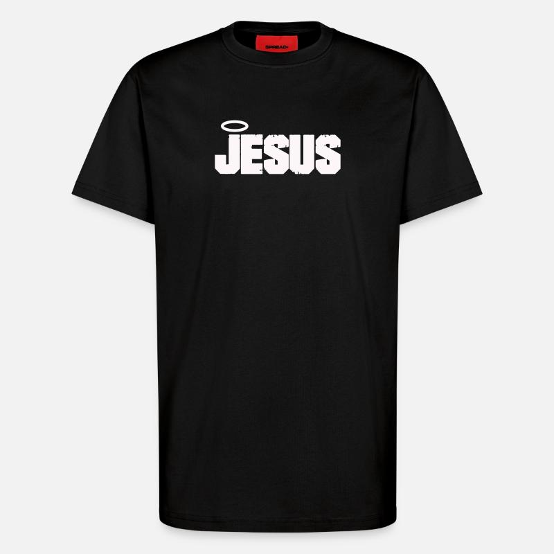 Jesus lettering with halo - T-Shirt - made by SPREAD - SOLID BLACK