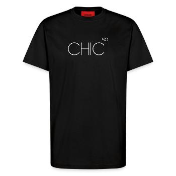 So Chic  - T-shirt bio décontracté fabriqué en UE - SOLID BLACK - Devant - Alina (178cm) & Michal (187cm)