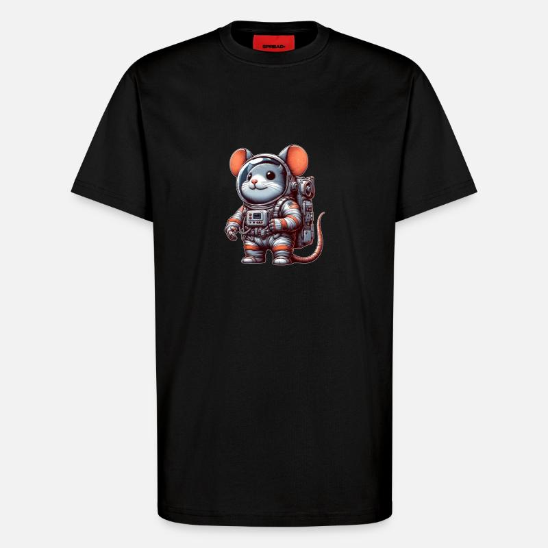 Mouse Astronaut Space Universe Sci-Fi - T-Shirt - made by SPREAD - SOLID BLACK