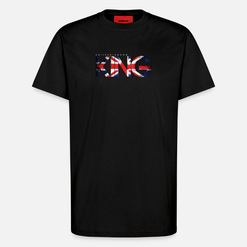 Notende Union Jack KING Typografie - T-Shirt - made by SPREAD - SOLID BLACK