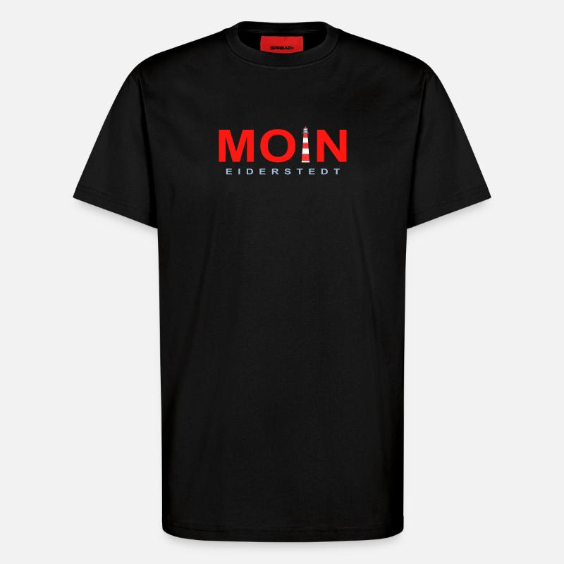 Moin Eiderstedt, Leuchtturm Westerheversand - T-Shirt - made by SPREAD - SOLID BLACK