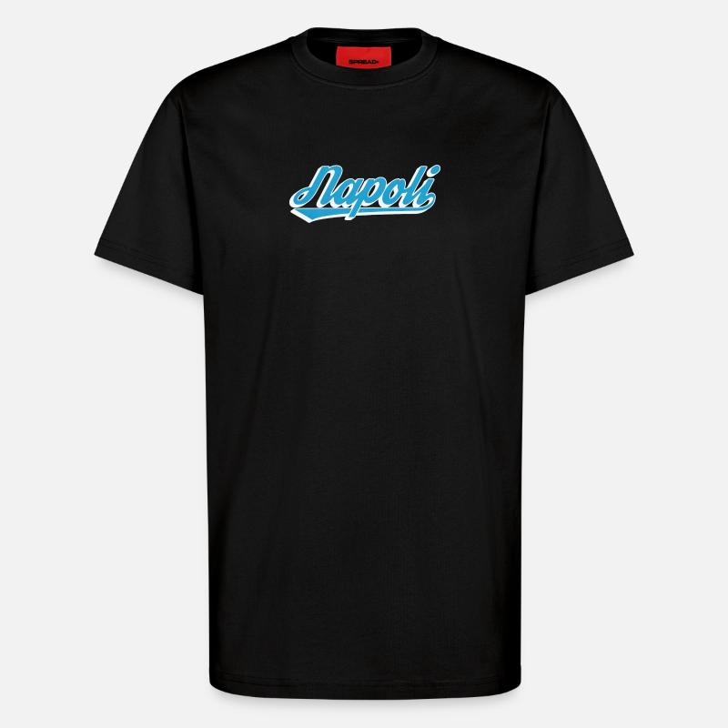 Napoli Retro Script Blue - T-Shirt - made by SPREAD - SOLID BLACK