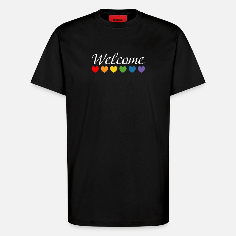 Regenbogenherzchen Welcome weiss - T-Shirt - made by SPREAD - SOLID BLACK
